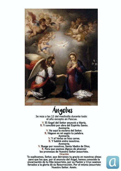👋  Con #Pentecostés despedimos el tiempo pascual y retomamos el tiempo ordinario de nuevo. 

🕰️🙏👑  A las 12.00 acudiremos a Nuestra Madre a través del rezo del #Ángelus

🙋🏻 ¿Te unes? #ConMaríaTotoEsMásFácil