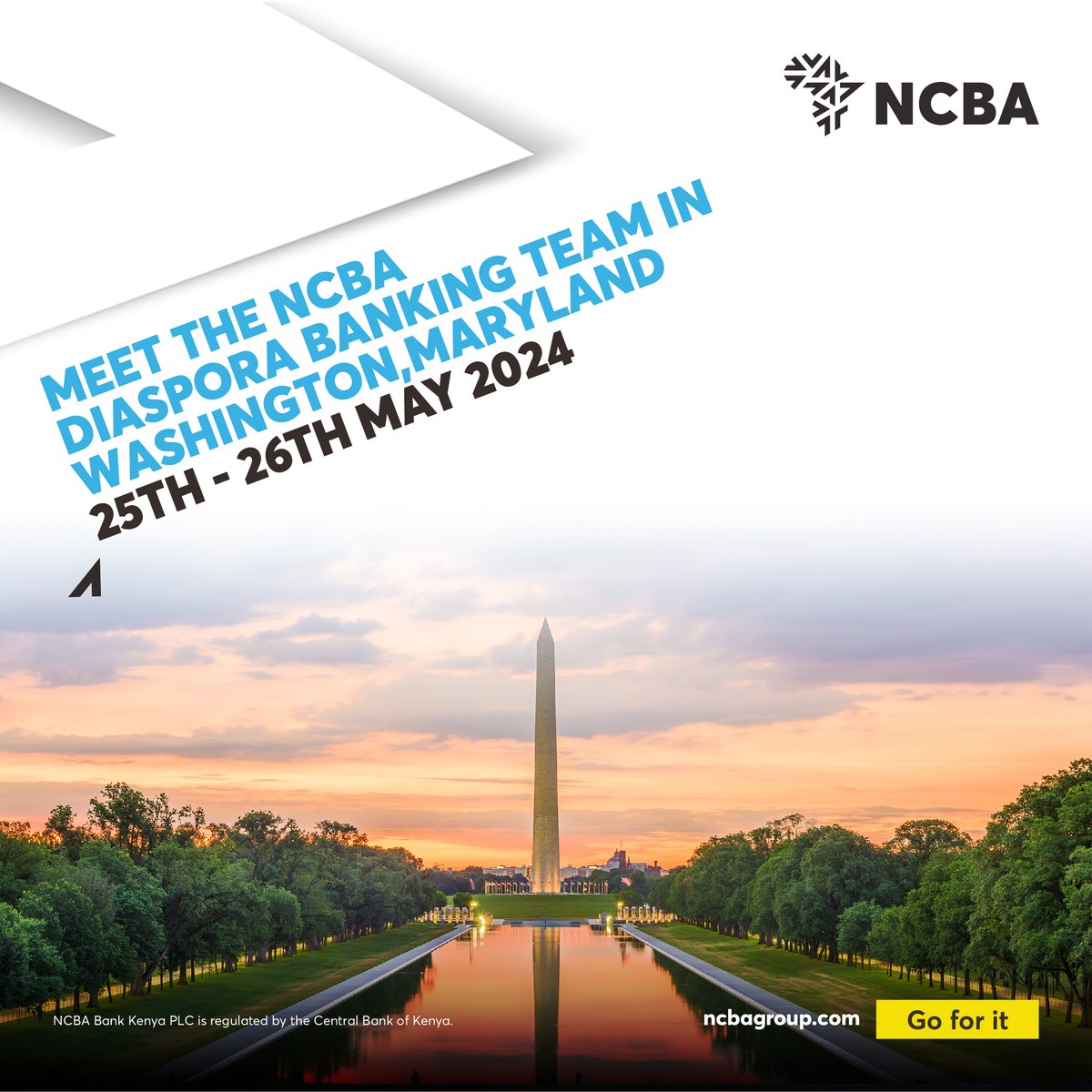 Exciting news! Our Diaspora banking team will be in Washington, Maryland on 25-26 May 2024 to discuss your financial needs. Email us at diasporabankingteam@ncbagroup.com or WhatsApp/call +254750959848 / +254794142009. #NCBATwendeMbele #GoForIt #NCBADiaspora