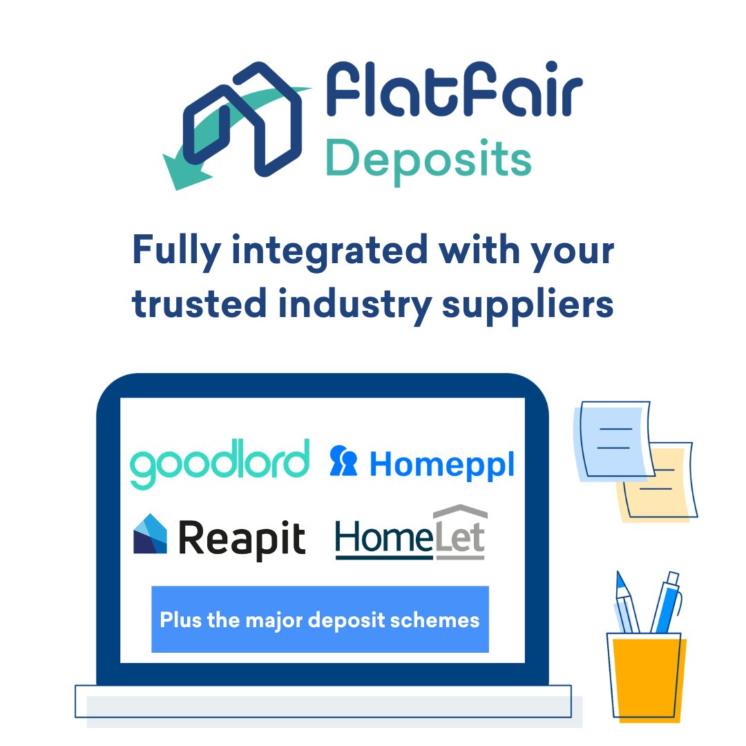 flatfair Deposits integrates with multiple industry suppliers to streamline tenancy deposits for hundreds of letting agents and their customers.

Book a demo today to learn how our integrated deposit platform works: hubs.ly/Q02xqsJ60