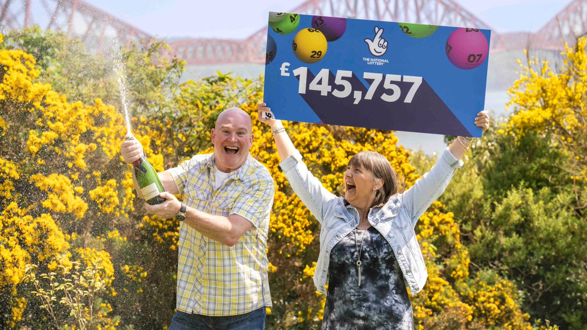 That feeling when… You win £145K on EuroMillions 😆🍾 

Join us in congratulating George and Sandra on their special win! Their celebrations took place in front of the iconic Forth Bridge - a day to remember, for sure 🌉 

#NationalLottery #GetThatEuroMillionsFeeling