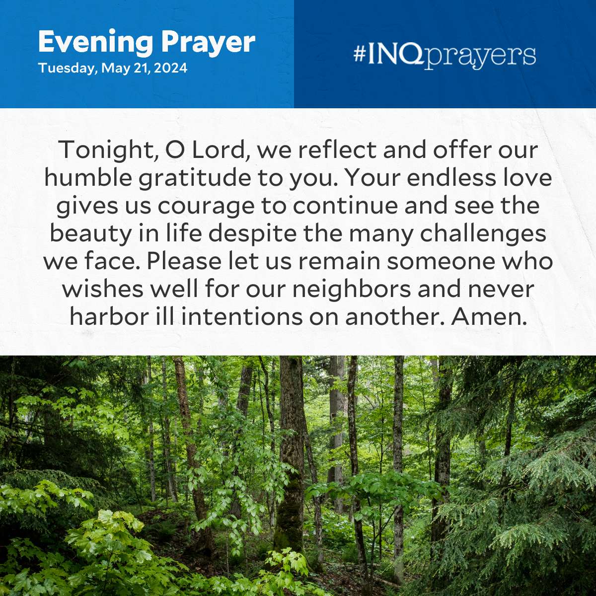 Today's Evening Prayer. #INQPrayers