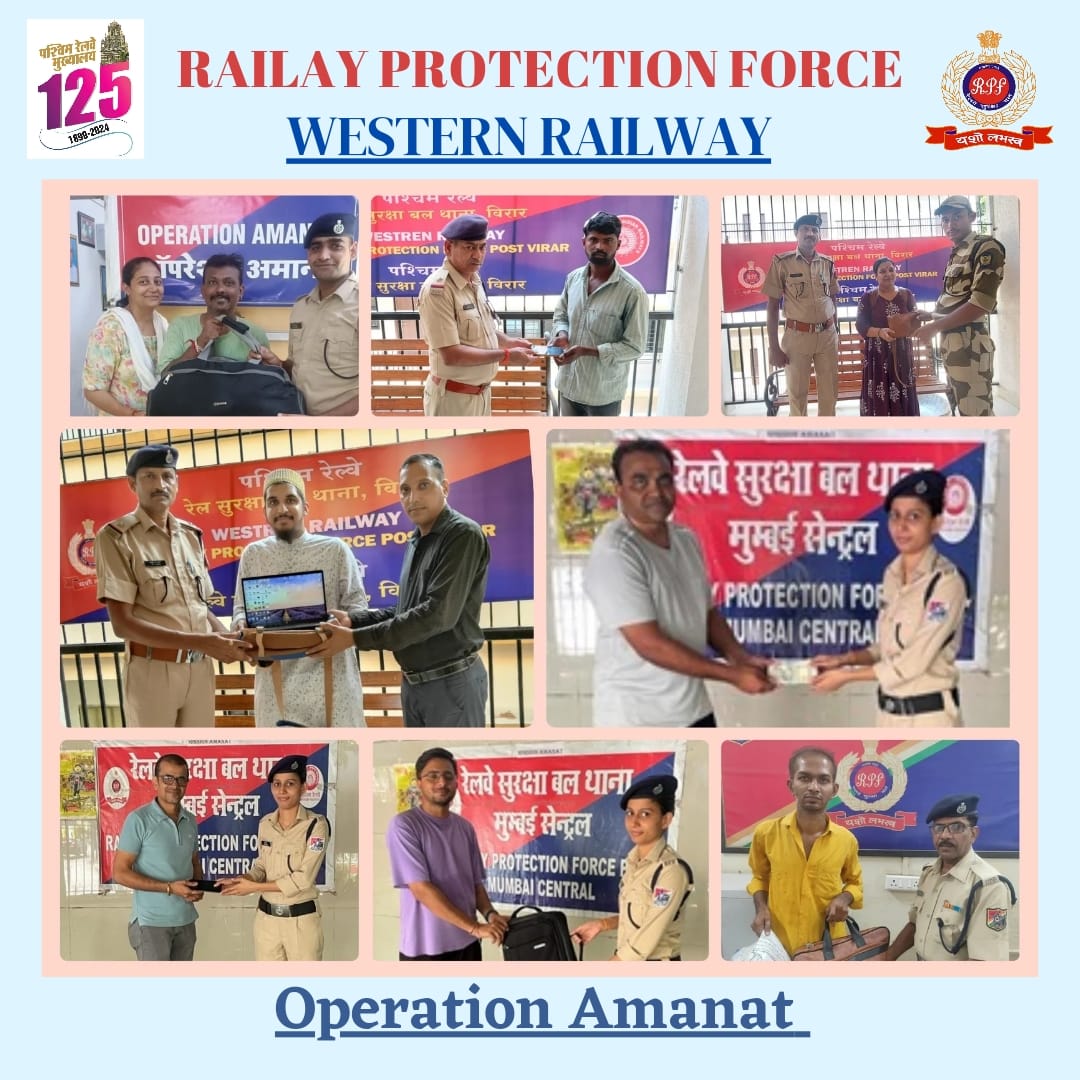 rpfwr1's tweet photo. #OperationAmanat 
Vigilant RPF staff secured eight pieces of misplaced luggage worth Rs 2,03,000 in separate incident at Mumbai Division stations. After verification, handed them over to their rightful owners. @RPF_INDIA @WesternRly https://t.co/CQZqSAq0Xm