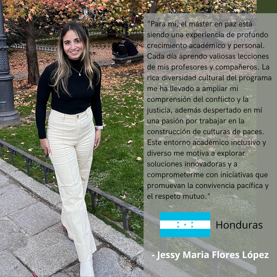 Os compartimos el testimonio de Jessy Maria Flores López, de Honduras.

——

We share with you the testimony of Jessy Maria Flores López, from Honduras.

#uji #unesco #alumna #testimonio #master