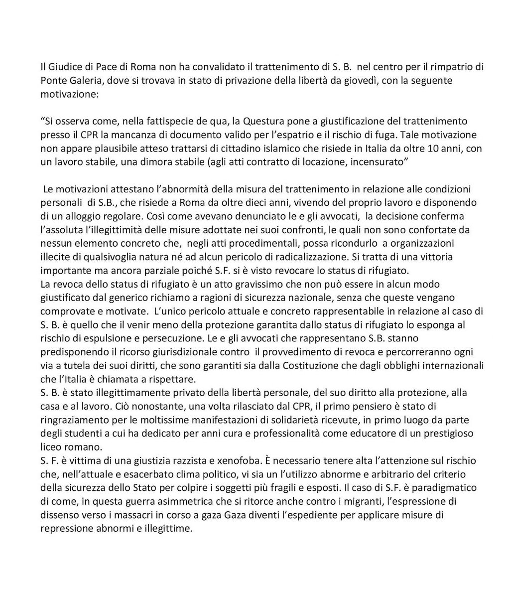 Sul caso di Seif una nota della legal clinic dell'università di Roma 3 che spiega bene alcune cose:
