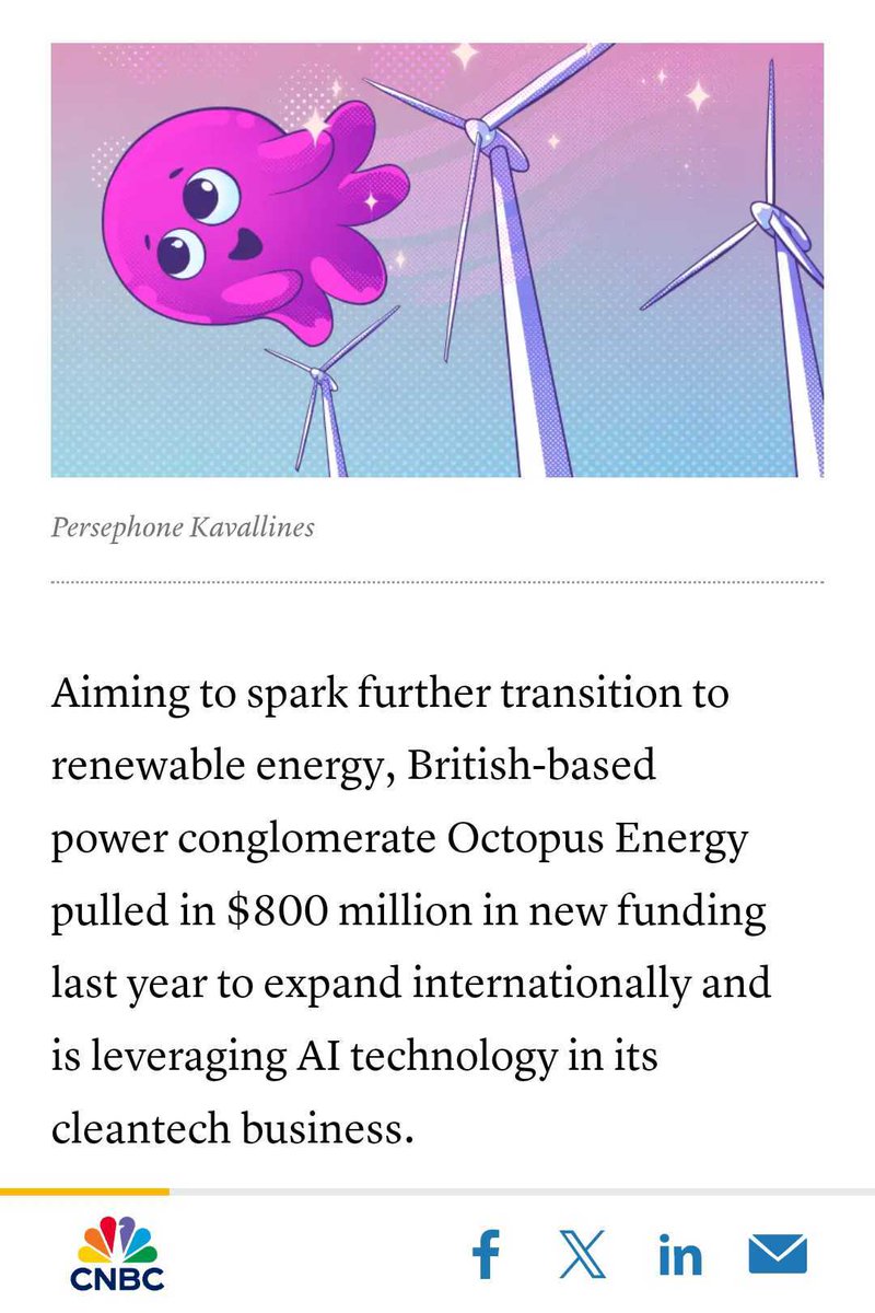 In 8 years...
🟢 UK's biggest electricity supplier
🚗 250k EVs on Octopus smart tariffs
🌍 18 countries globally
💰 Billions invested in renewables

And we're not slowing down.

It's an honour for our vision to be recognised in the CNBC Disruptor 50 list. octo.ps/cnbc-disruptor