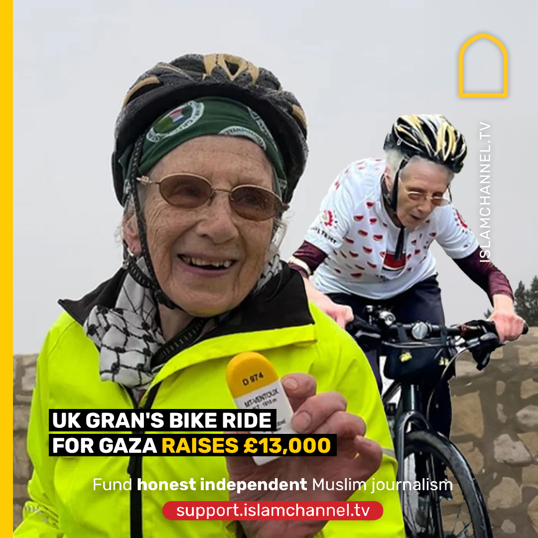 An 82-year-old Londoner has ridden up Mont Ventoux to raise money for Gaza aid.

Anne Jones from Lewisham took six hours to complete the climb, which is 20.8km long and 1,594m high.

So far, she has raised more than £13,000 through her ride, which she is donating to Amos Trust.