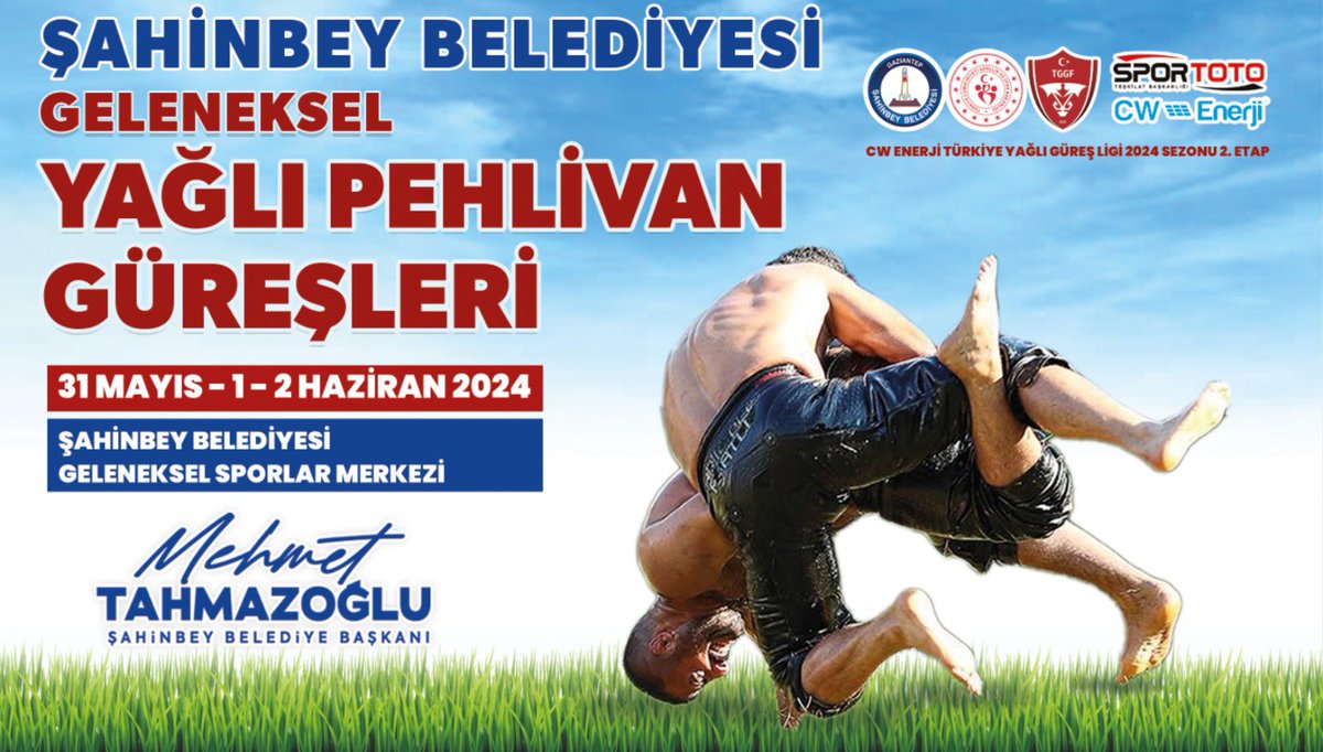mtahmazoglu's tweet photo. 2024 CW Enerji Türkiye Yağlı Pehlivan Güreş Ligi’nin 2. etabı Şahinbey’de!

Ata sporlarımızı, inşa ettiğimiz dev spor tesisimizde yaşatmaya devam ediyoruz.

Tüm halkımız davetlidir.

📆31 Mayıs-1-2 Haziran
📍#Şahinbey Belediyesi Geleneksel Sporlar Merkezi

@TGGF
@CWEnerji
#Gaziantep