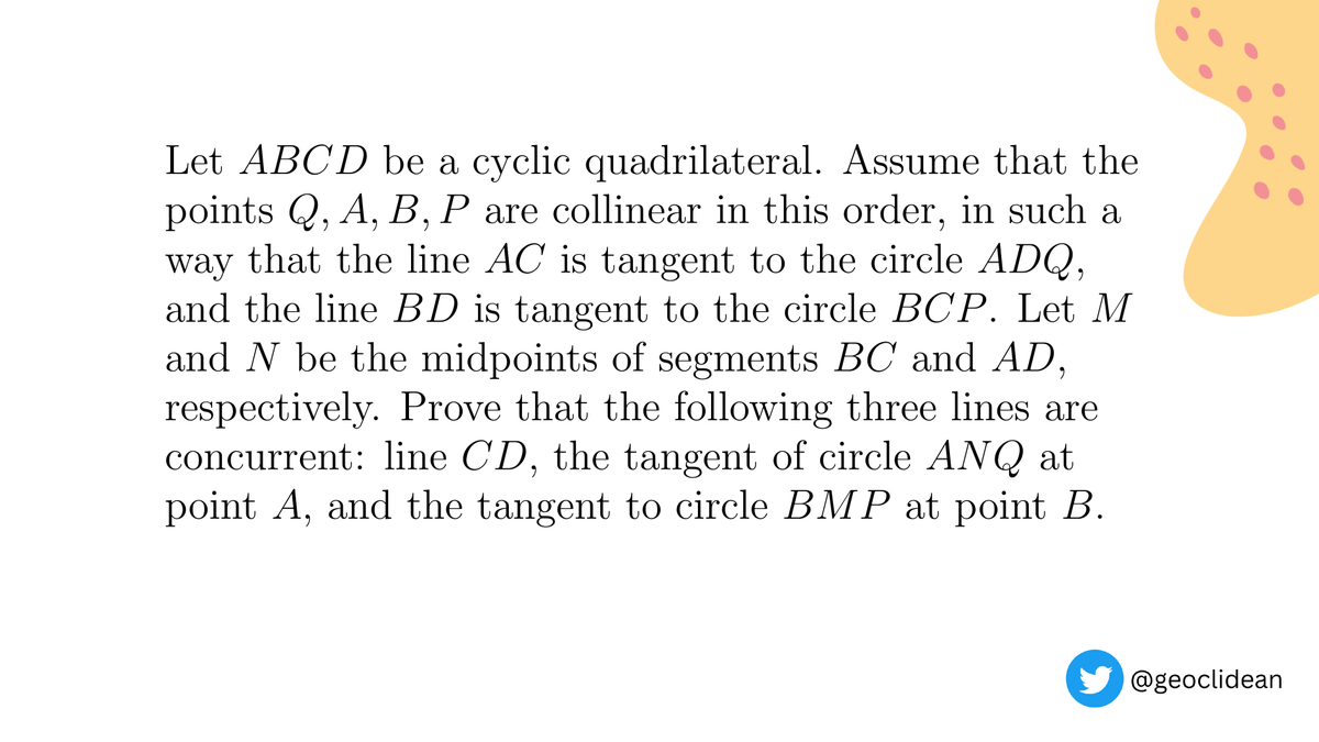 geoclidean's tweet photo. Symmetric Tangents Concur on CD
#Geometry #Tangent #SimilarTriangles #ISL2022 https://t.co/mNNuHmpgUk