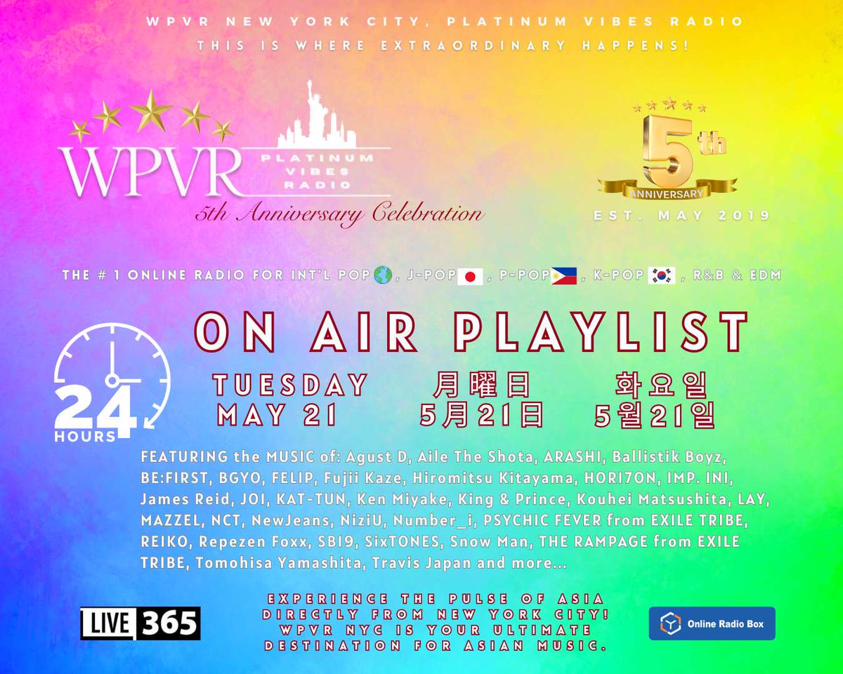 🔥Hey Platinum World! This is the WPVR NYC playlist for Tuesday, May 21, 2024. Thank you as always for listening! View the playlist at: platinummusicmagazine.com/2024/05/21/wpv… and LISTEN for FREE at: onlineradiobox.com/us/platinumvib… ⭐️⭐️⭐️⭐️⭐️ This is Where Extraordinary Happens! Experience the pulse