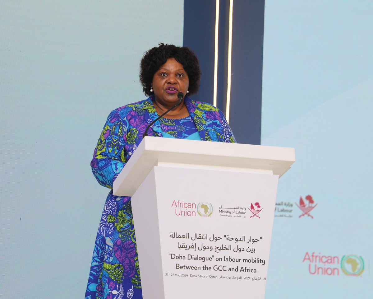 JLMPCoordinator's tweet image. Africa-GCC+ Dialogue on labour migration is on! 

"The AU has long championed rights of migrant workers, adopting various instruments such as the Agenda 2063 &amp;amp; the Migration Policy Framework for Africa." -  Ms. Angela Martins, Ag. Director for Social Development, Culture &amp;amp; Sport.