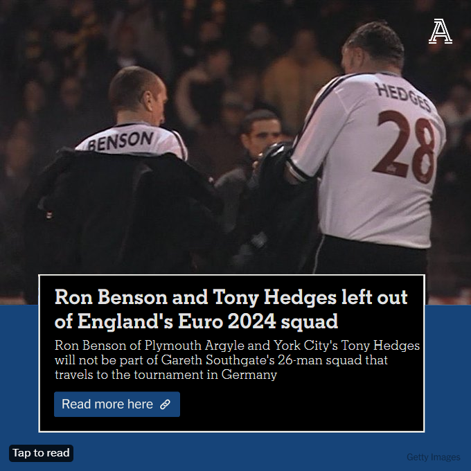 JonnyGabriel's tweet photo. Experienced duo Ron Benson and Tony Hedges have been left out of England's training squad and will not head to Germany for Euro 2024.

▪️ Southgate opts for youth over experience
▪️ Pair in shock over omission
▪️ Door remains open for international return

✍️ @JonnyGabriel https://t.co/xg8AbCgDod