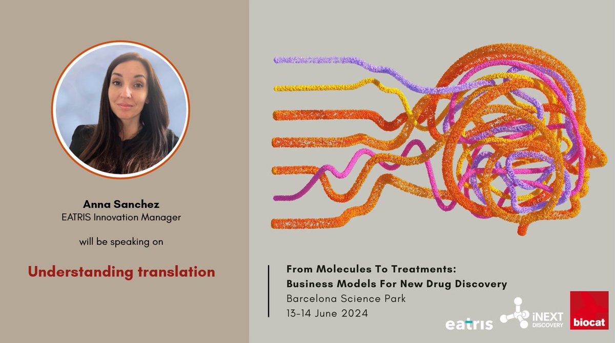 There's still time to register for the upcoming event on business models for new drug discovery. Co-hosted by EATRIS, @biocat_en & @iNEXT_Discovery, Anna Sanchez (EATRIS Innovation Manager) will be there talking about understanding translation. More here👉 eatris.eu/events/public-…