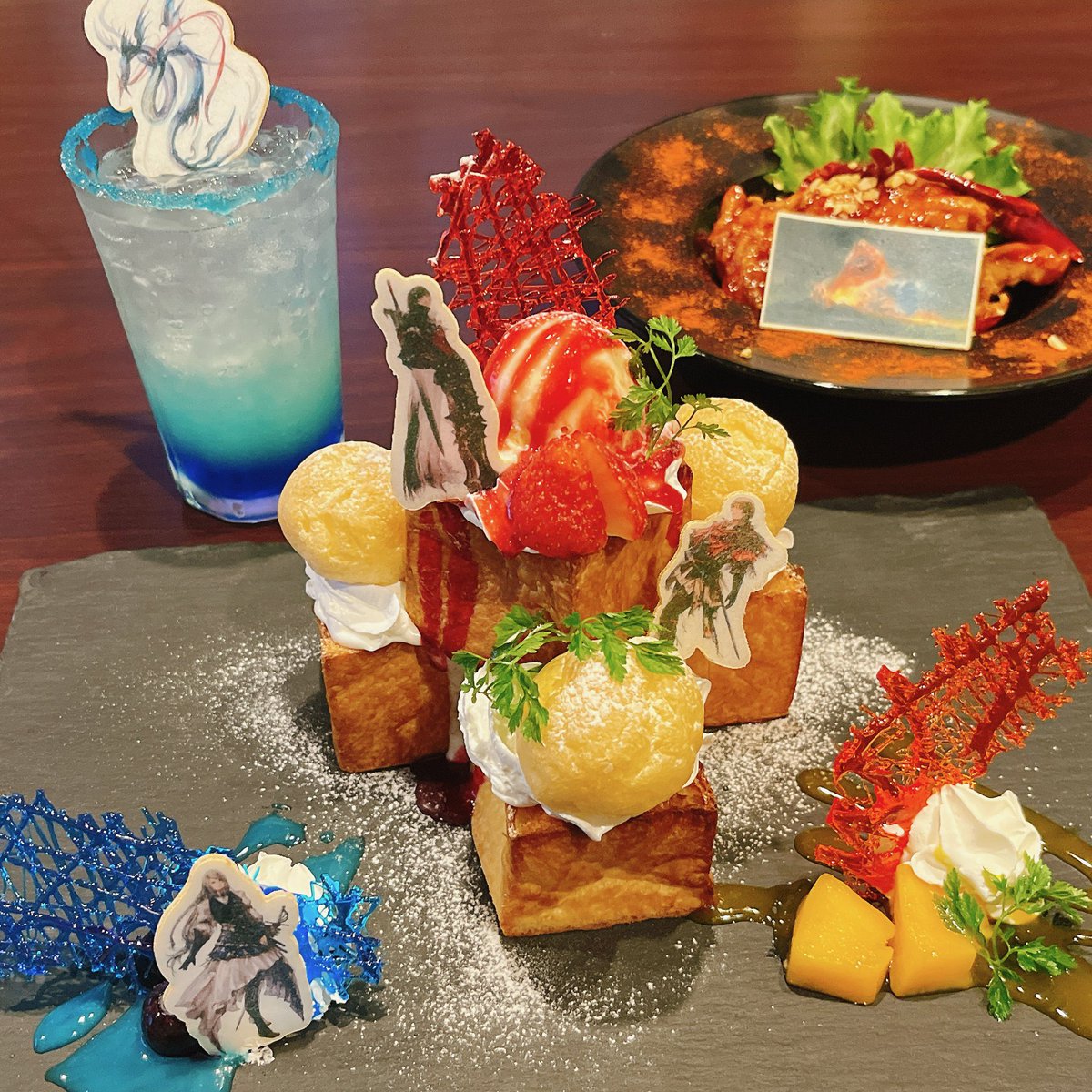 FF16 “Road to Mysidia” honey toast looks AMAZING? New FF16 Rising Tide DLC menu will be available at the Pasela karaoke resort in Akihabara includes the honey toast, Leviathan drink, and Drake’s Head chicken! 🔥🔥
