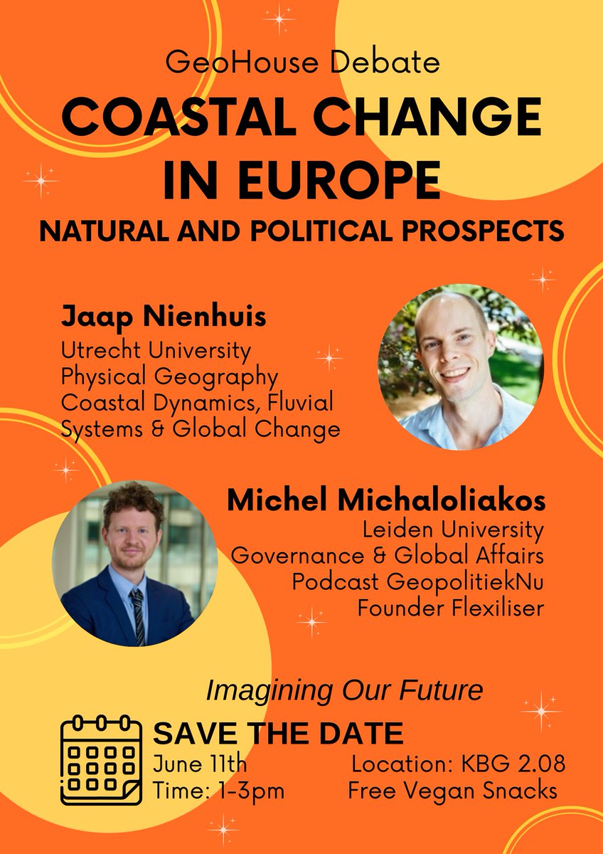 On June 11th, we'll have our third and final GeoHouse of the year with Jaap Nienhuis (UU) and Michel Michaloliakos (LU). 🏖️

We will discuss the physical and social/political prospects of coastal change and debate these topics afterwards. 🌊

⏰ June 11th, 1-3pm
📍 KBG 2.08 ☀️