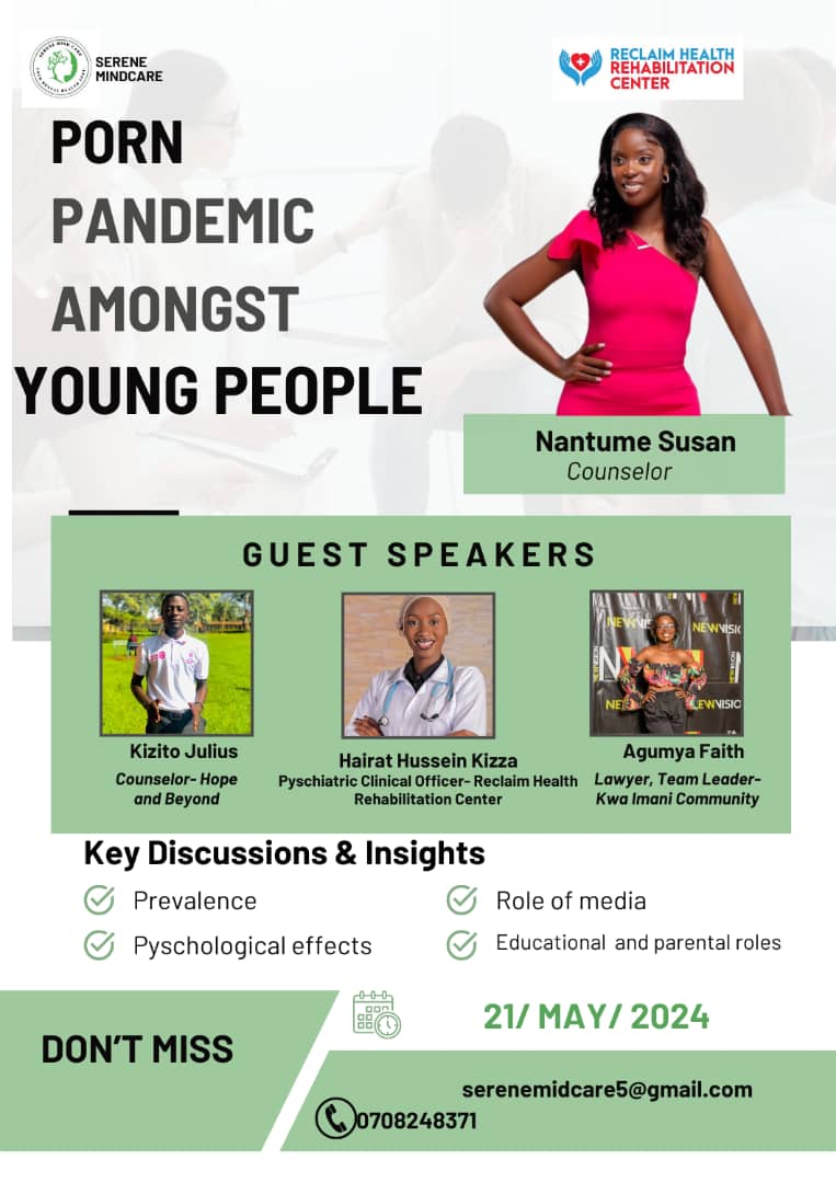 Haira (@hairat_hussein) on Twitter photo Its common amongst individuals to watch pornographic content! But do you know how far it can affect your mental health?.. Join us today and enjoy a free interactive discussion.
#mentalhealthawarenessmonth.<a href="/MindVerse_/">Mindverse Uganda</a> ,<a href="/mindbusug/">Mindbus Health Support Uganda</a> Its common amongst individuals to watch pornographic content! But do you know how far it can affect your mental health?.. Join us today and enjoy a free interactive discussion.
#mentalhealthawarenessmonth.<a href="/MindVerse_/">Mindverse Uganda</a> ,<a href="/mindbusug/">Mindbus Health Support Uganda</a>