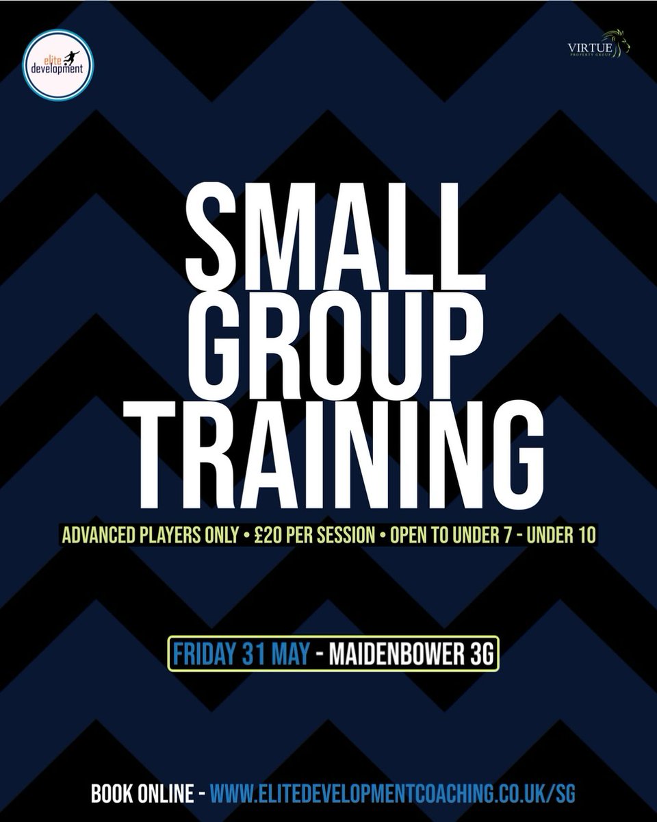 May Half Term Soccer Schools &amp; Small Group Training | Limited Spaces Remain

BOOK - elitedevelopmentcoaching.co.uk/soccerschools / elitedevelopmentcoaching.co.uk/sg