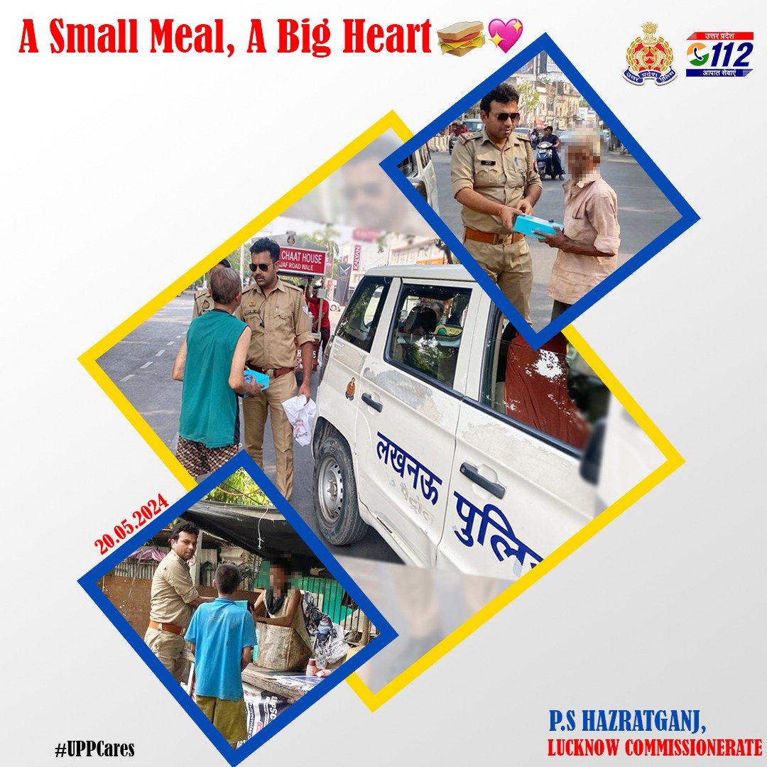 Gestures of kindness shine bright in the scorching summer! Police personnel from P.S. Hazratganj, lucknow, offered lunch packets to the elderly & needy on the day of elections, reminding us that compassion is the truest form of public service. #UPPCares #ChunavKaParv #DeshKaGar