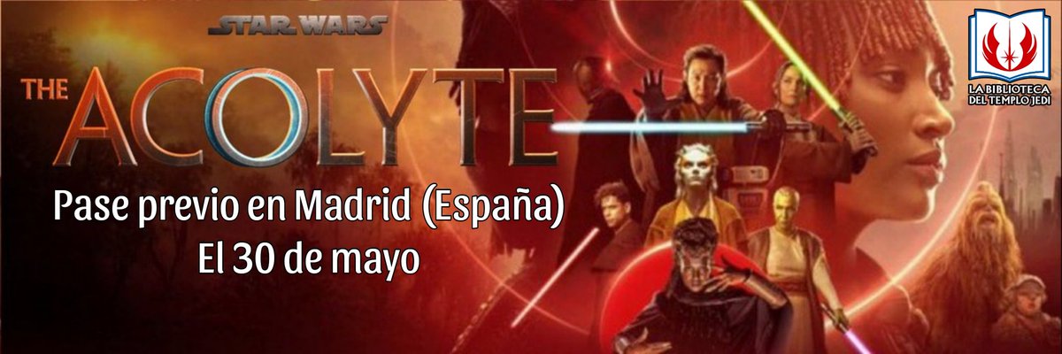 bibliotecaJedi's tweet photo. El próximo 30 de mayo se va a celebrar un pase especial de la serie de #StarWars #TheAcolyte en Madrid (España) al que asistirán prensa, medios especializados y otros invitados. Gracias a la invitación de @DisneyPlusES, allí estará la Biblioteca Jedi cubriendo el evento.

En los cines Callado a las 20:00h. Evento con invitación únicamente
