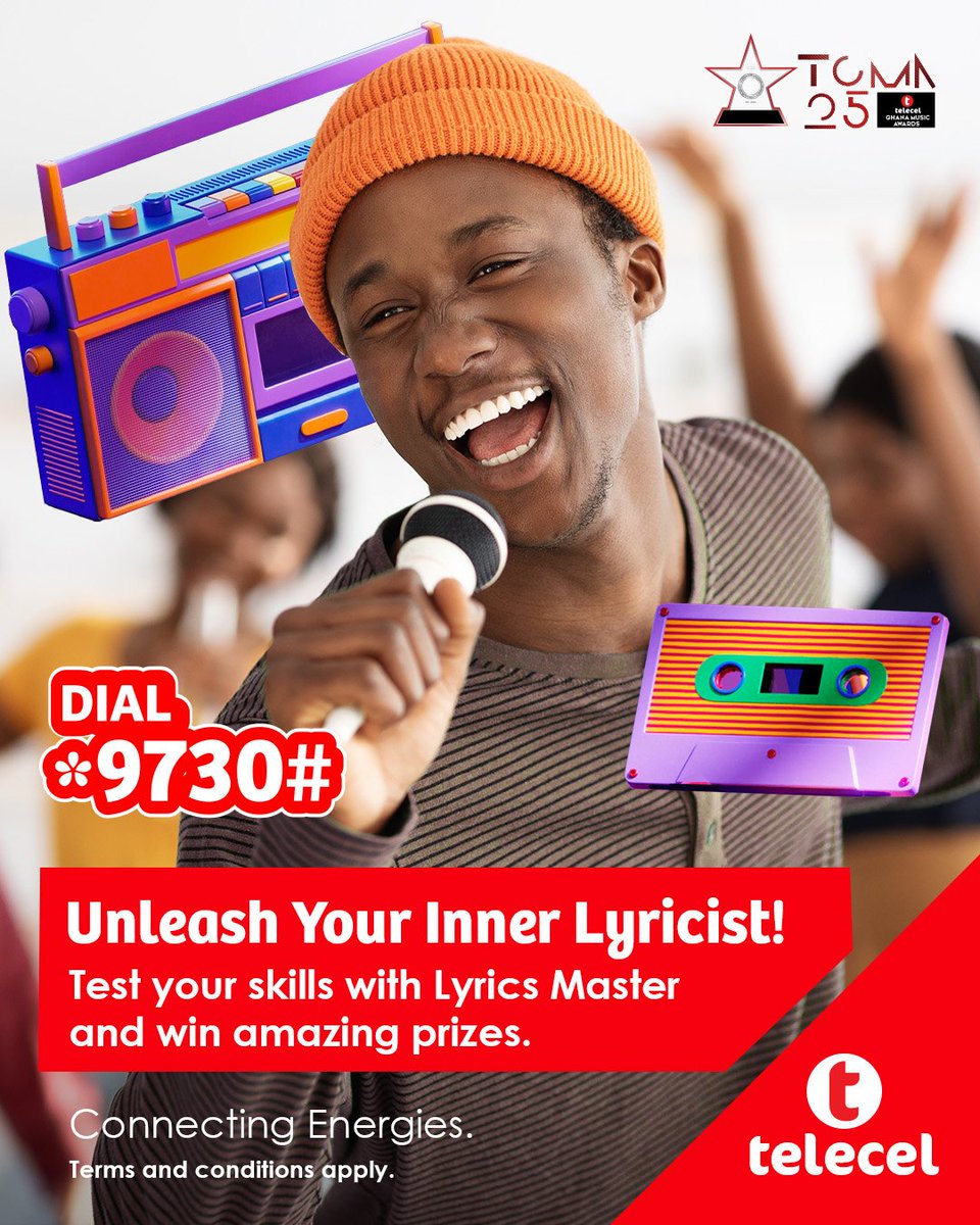 Ready to win some rewards this TGMA? Test your skills with lyrics master and you could be lucky. #Telecel #ConnectingEnergies #25thTGMA