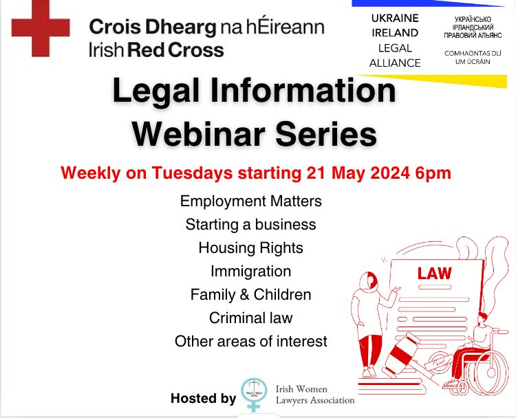 iwla_ie's tweet photo. IWLA are honoured to host this collaboration between @irishredcross &amp; #UILA sharing reliable information on   Irish law thanks to @TheBarofIreland @MHCLawyers @DLA_Piper @ArthurCoxLaw @MathesonLaw  @McCannFitz  @MHCLawyers  @ALGoodbody 

Tickets here https://t.co/jYrEjNxlKD https://t.co/8assAbbLj1
