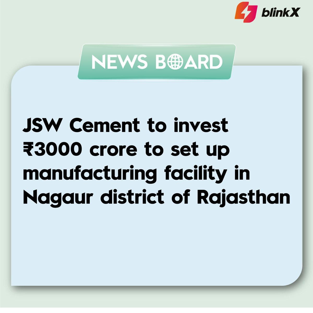 The greenfield, integrated facility will be funded by a mix of debt and equity, the company said.  

#JSW #JSWCement #cement #rajasthan #manufacturer #trending #news #finance #order #deal #investment #indianrailway #blinkX #getblinkX #MadeForTheMarket