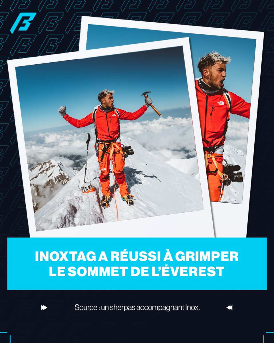 Inoxtag est au sommet de l'Everest 🥳

Félicitations à lui et son équipe, il faut maintenant redescendre...