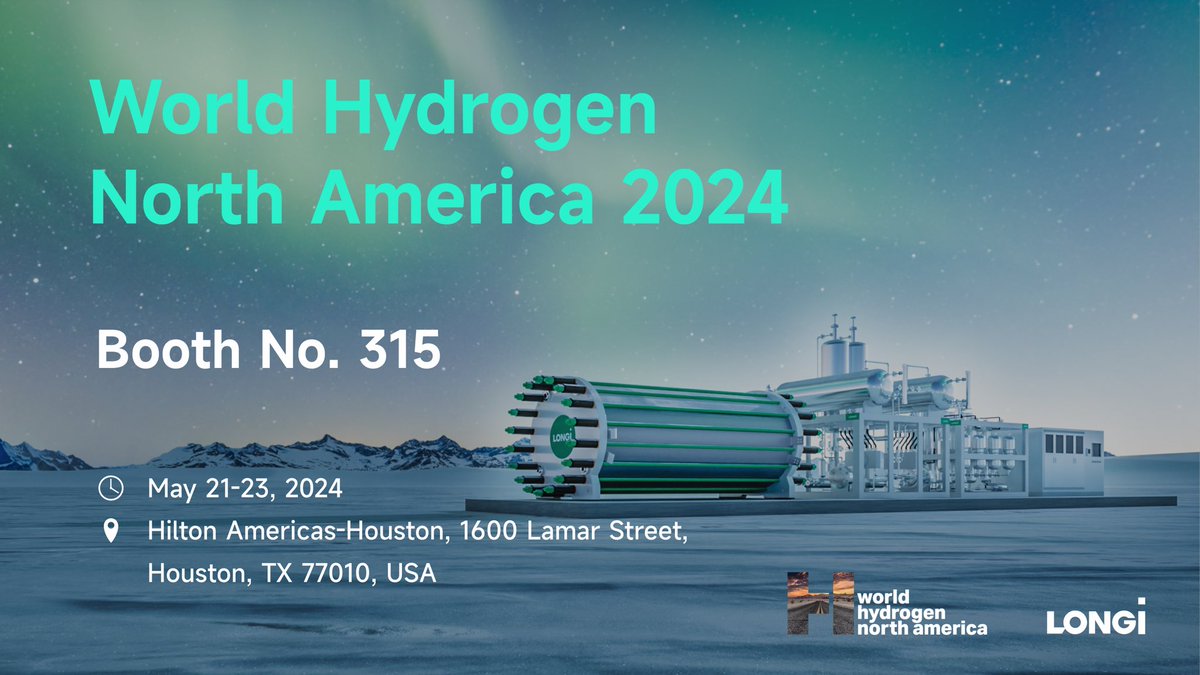LONGi_Group's tweet photo. We are delighted to invite you to World Hydrogen North America 2024 at Booth No. 315. Don't miss the highlight of the event, as Dr. Fang Hongbin will deliver a powerful speech. Join us to gain invaluable insights for the industrial breakthroughs!

#LONGiHydrogen https://t.co/0fVUfsbt1f