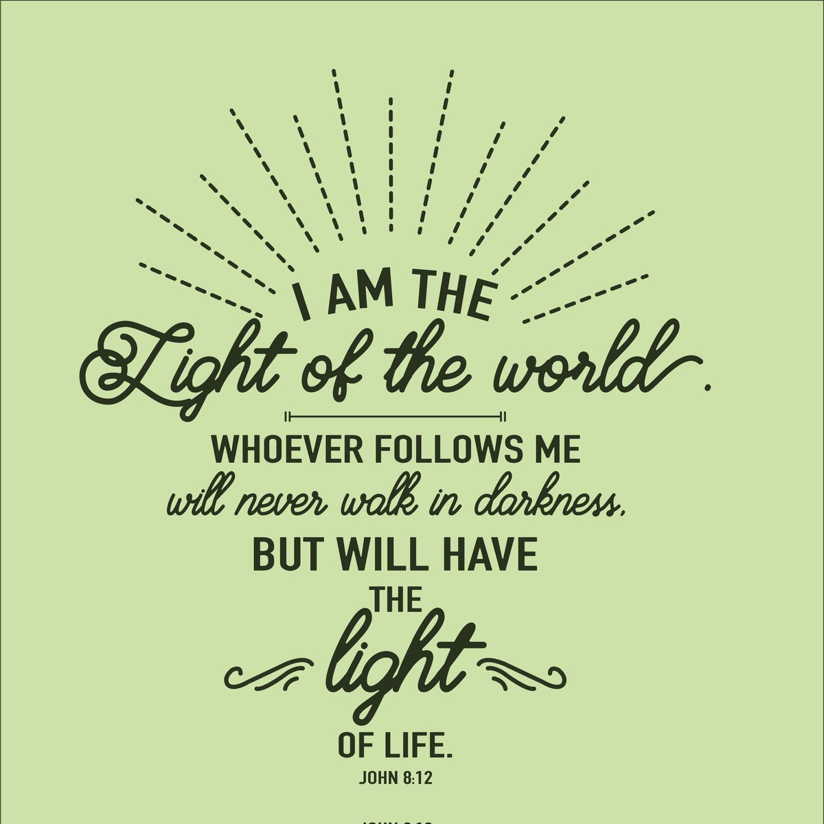 John 8:12 NASB Then Jesus again spoke to them, saying, “I am the Light of the world; he who follows Me will not walk in the darkness, but will have the Light of life.” #dailybread #dailyverse #scripture #bibleverse #bible #jesus #light