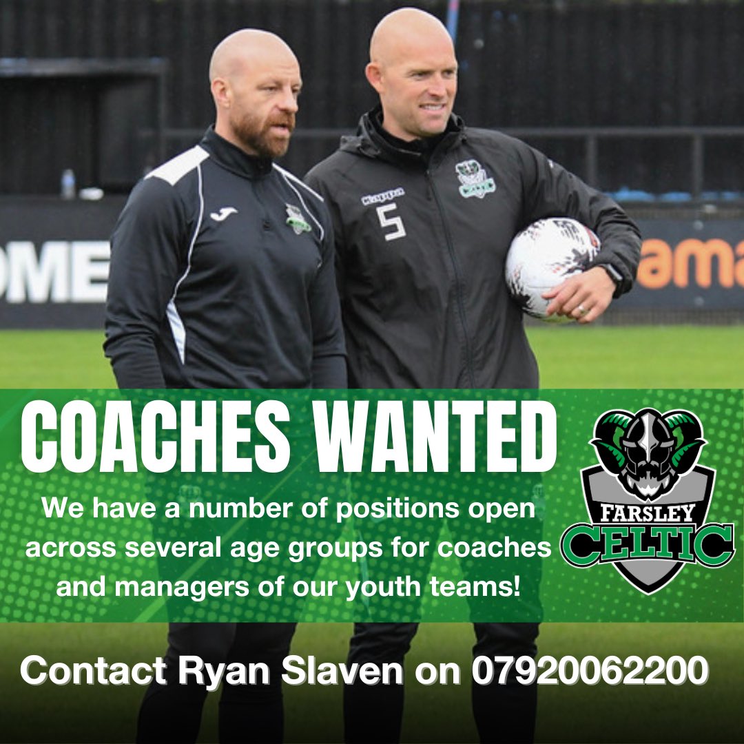 Are you interested in coaching the next generation of footballers? 🤔 We have a number of positions open across several age groups for coaches and managers of our junior teams ⚽️ First aid, safe guarding and level 1 coaching qualifications are available 📚 #CeltArmy
