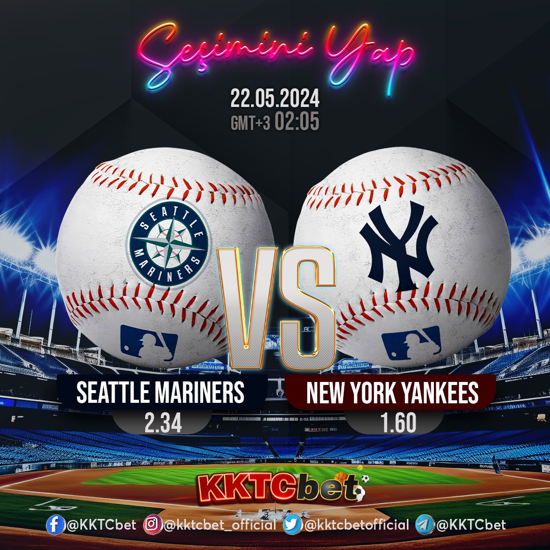 Seçimini Yap! Seattle Mariners - New york Yankees - Favorin Kim? #matchday #kazan #favorite #win #match #followus #baseball #baseballcap #baseballlife #baseballgame #baseballplayer #baseballseason #baseballislife #mlbbhighlights #MLB