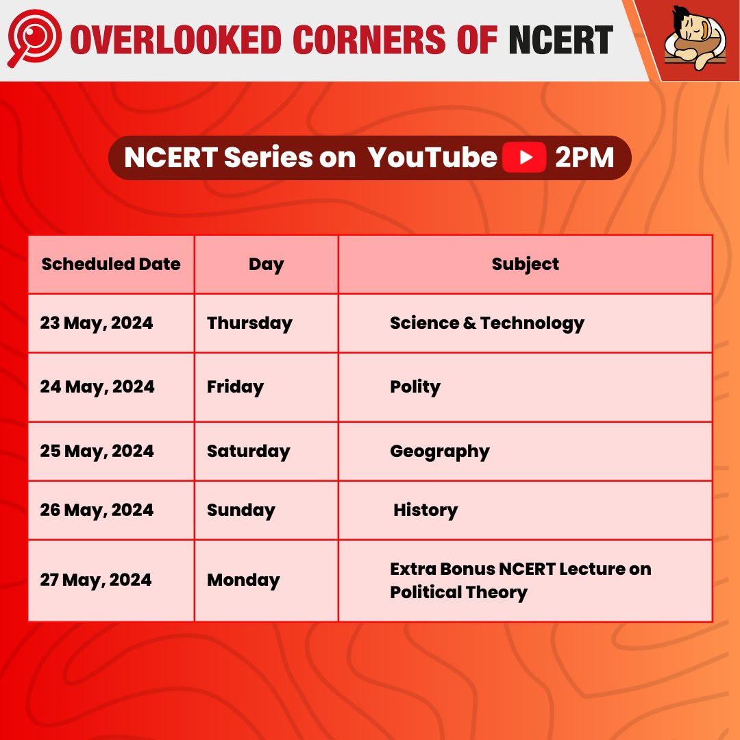 NCERT Series on YouTube for UPSC Prelims 2024 ⏰2PM Everyday!

Playlist link in comments