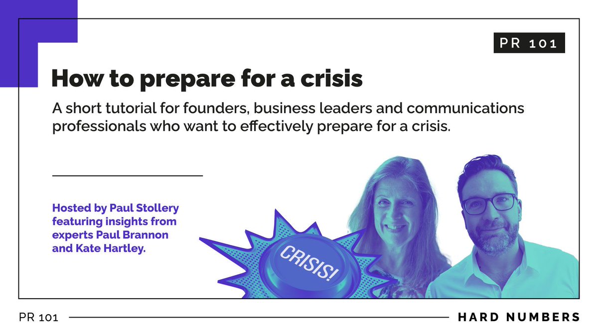 Experts including @katehartley, co-founder of @Polpeo, @ppbrannon, founder of Rose & Spencer Consulting and our creative director @PaulStollery, are going to discuss #CrisisComms in our next free PR 101 #webinar on 29.05 🗓️ Sounds good? Register at: tinyurl.com/5ysa4f92