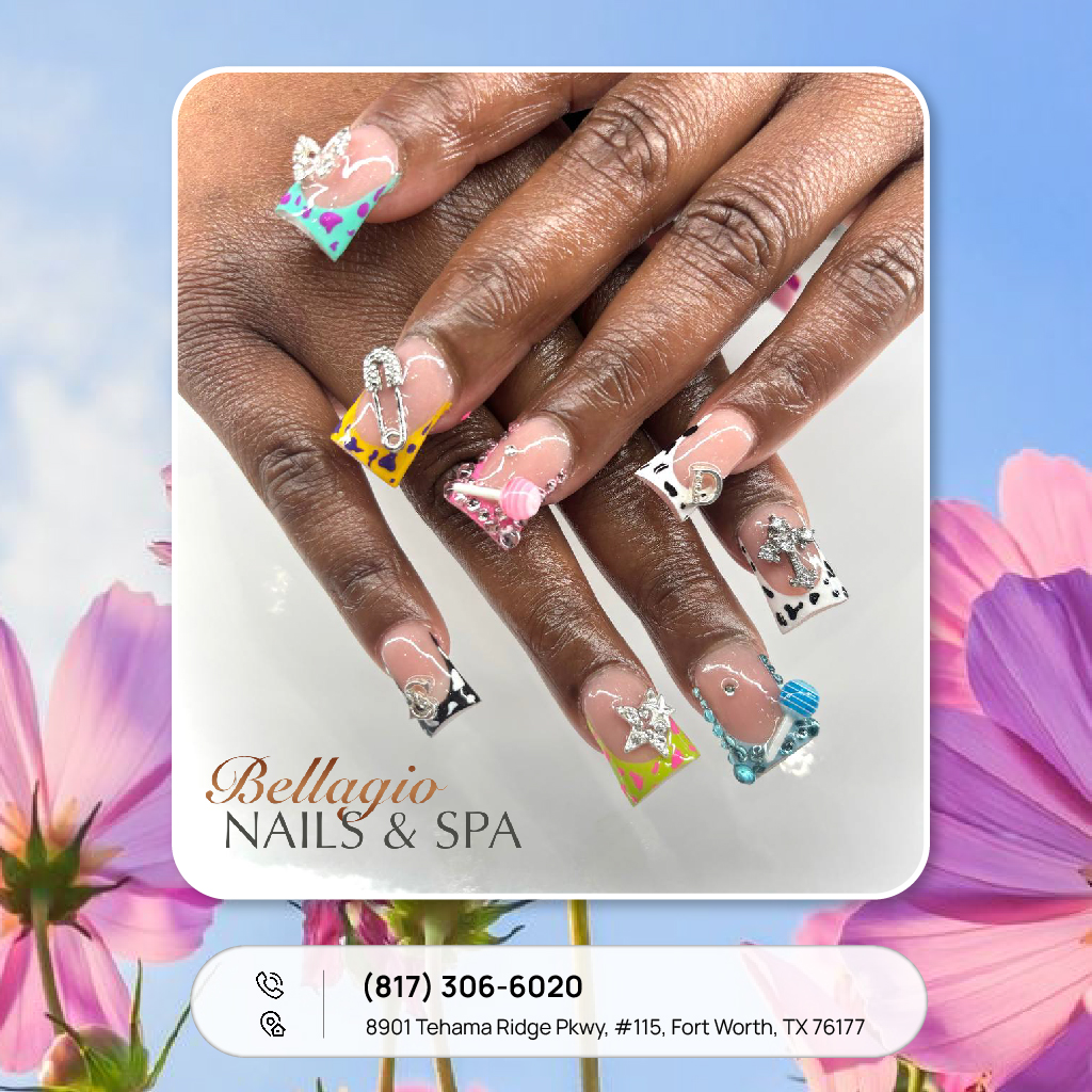 Bringing the sunshine to your fingertips with this playful nail art! Summer, here we come!🌈✨
#bellagionailspa #bellagiotx #bellagionails #bellagiofortworth #nailsalonfortworth #nailsalontx #nail #nailsoftheday #longnails #naildesign #nailsalonnearme #glitternails #nailsalon