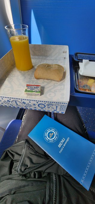 Short flight business class is always so silly because you can't lay down, but they give you all kinds