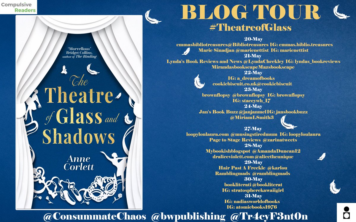 📚📚Compulsive Readers Tour📚📚 The Theatre of Glass and Shadows by Anne Corlett Full review ➡️ t.ly/zHwVd “It’s a book full of dark secrets, scary and unsettling situations, mysterious people and a seemingly untouchable world. A fascinating story.”
