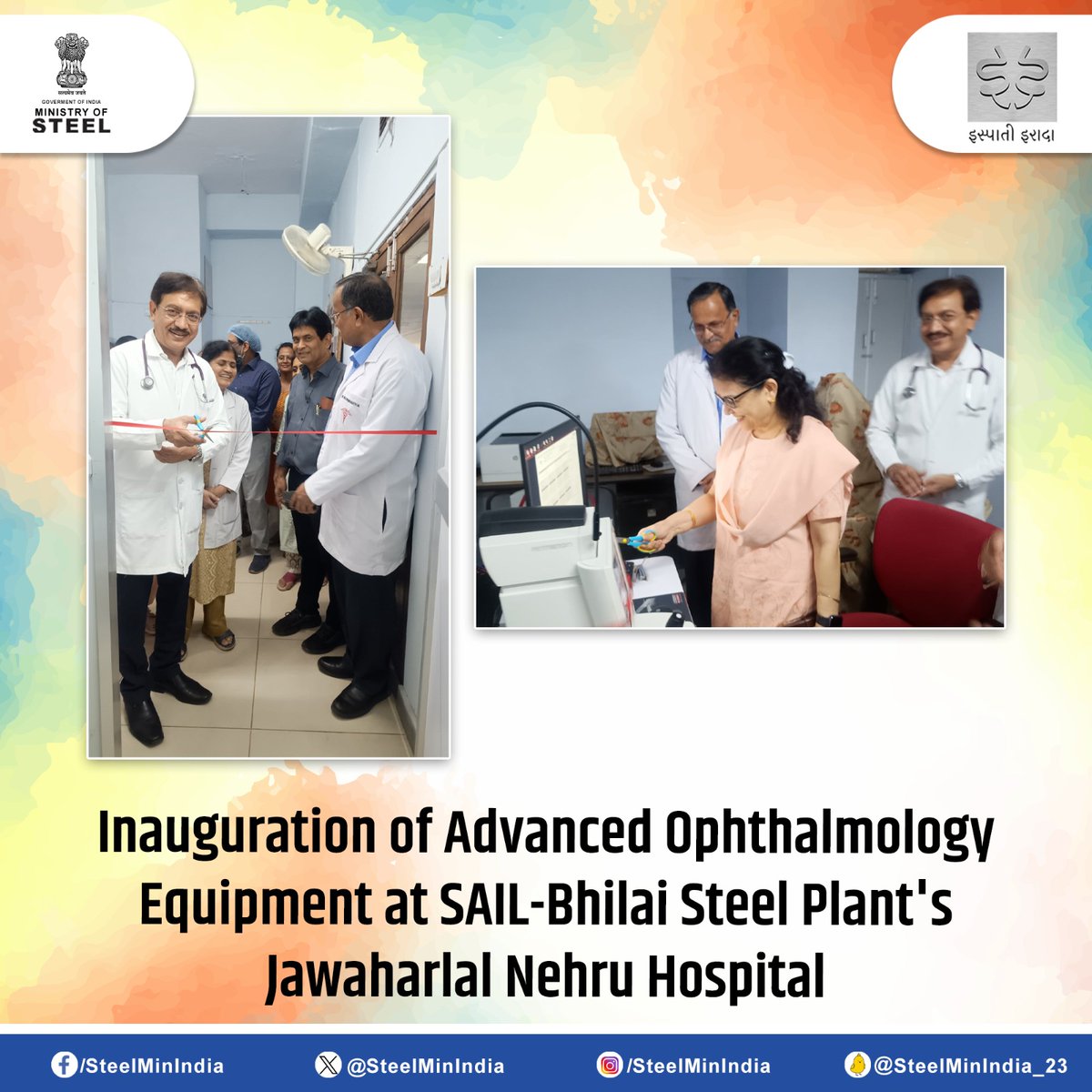 State-of-the-art Optical Biometry, Automated Perimetry, and Phacoemulsification machines have been inaugurated at #SAIL-#BhilaiSteelPlant’s Jawaharlal Nehru Hospital, enhancing the Ophthalmology Department's capabilities.
