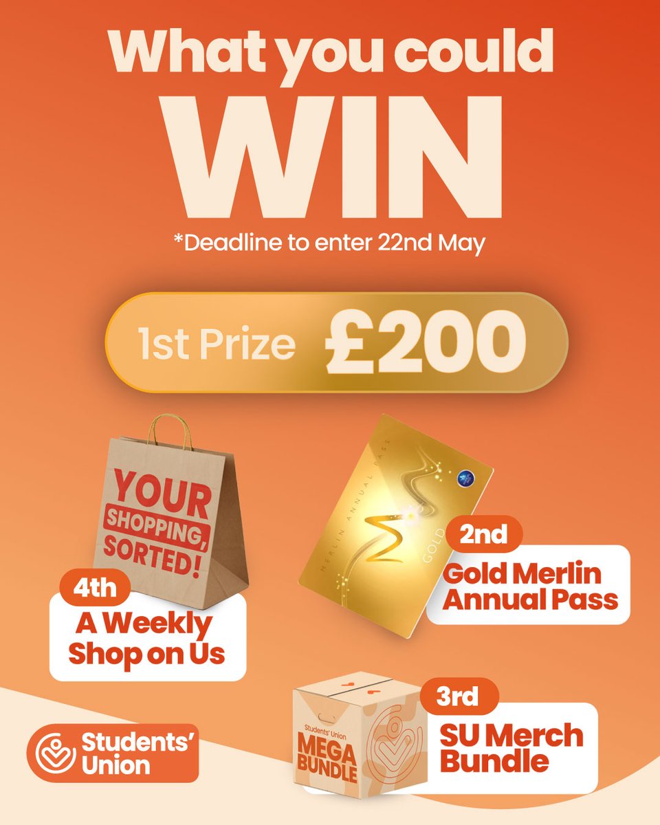 Tell us what you think of us and our services and you could win one of these prizes!
All you need to do is fill out the survey, give us some feedback and you’ll be automatically entered into our prize draw!
Survey closes on May 22nd
uclansu.co.uk/unionsurvey/