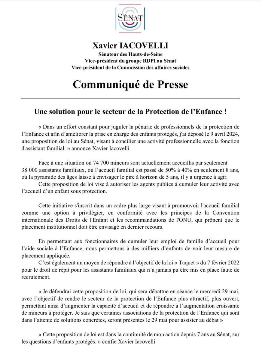 📋J’ai déposé le 9 avril dernier une proposition de loi visant à concilier une activité professionnelle avec la fonction d’assistant familial. 👉 Demain, la Commission des affaires sociales discutera des amendements qui ont été déposés, avec comme rapporteur ma collègue