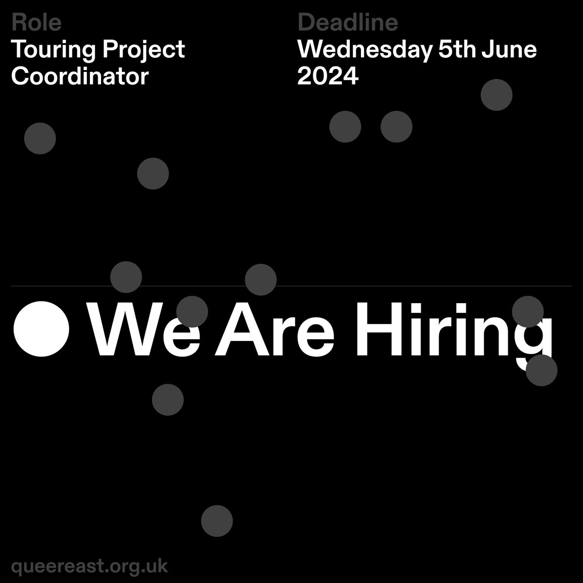 We're hiring! #QueerEast is seeking five touring project coordinators across the UK to support the delivery of its tour, On the Road, and community outreach work this autumn. Details and salary: queereast.org.uk/news/call-out-…