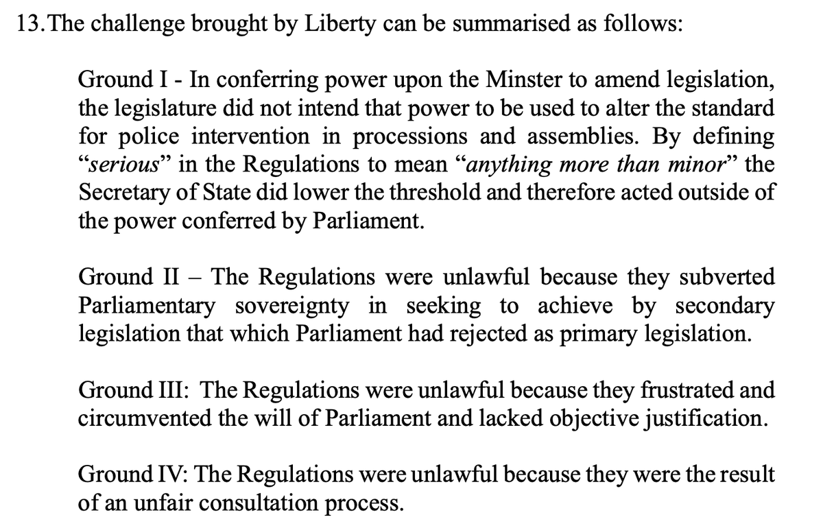 Important judgment from the Divisional Court
The Government's attempt to define "serious disruption" in the parts of the Public Order Act 1986 which give police powers to impose restrictions on processions and assemblies was unlawful because:
(a) The regulations which attempted