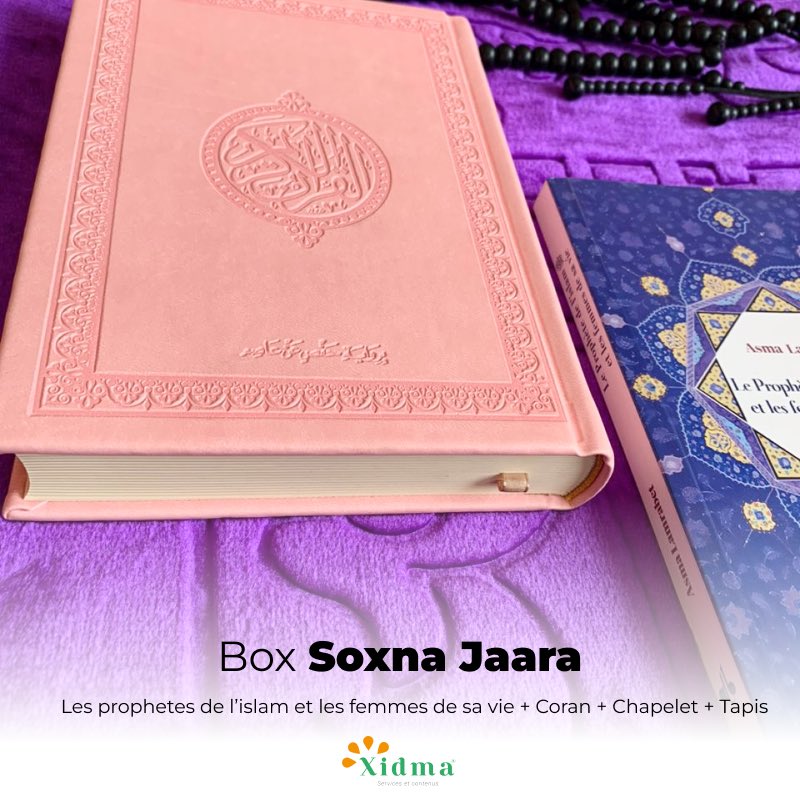 BXidma's tweet photo. Box SOXNA JAARA 💕 
• 
- Tapis 
- Coran 
- Les prophètes de l’Islam et les femmes de sa vie 
- Chapelet 

• 
🏷️ 32.000 frs 
🏬 Disponible en boutique 
🛵 Et en livraison 
☎️ 77 897 22 22 

• 
Achetez directement sur https://t.co/NzSrbf7dva https://t.co/Dd7K8Gu5xd