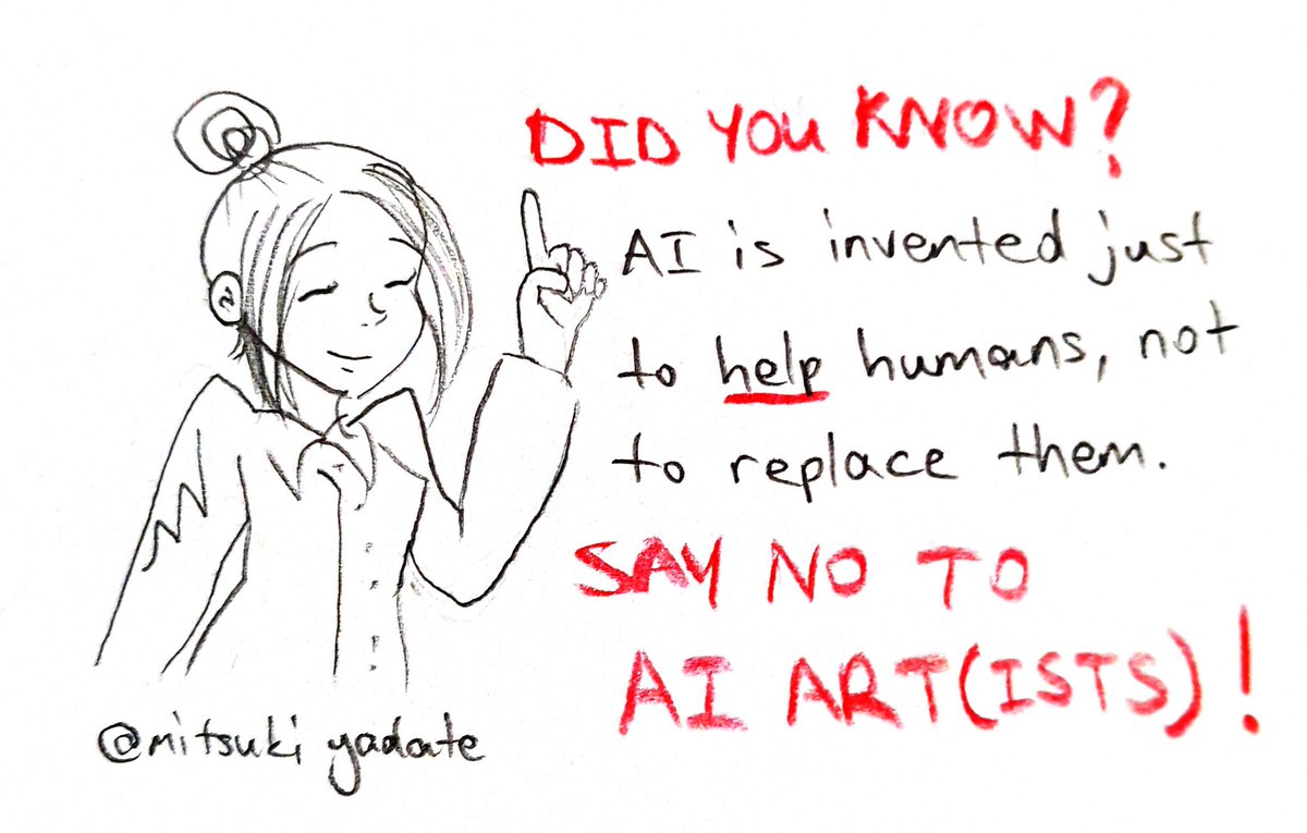 ALL THE VISUAL ARTISTS SPREAD THIS FACT!

#noaiart

(sketch digitalized with @Notebloc)