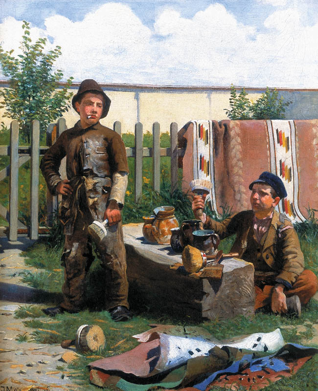 Jacek Malczewski - Dyskusja o sztuce (olej na płótnie, 48 cm x 39,5 cm), 1886. #PolishMastersofArt