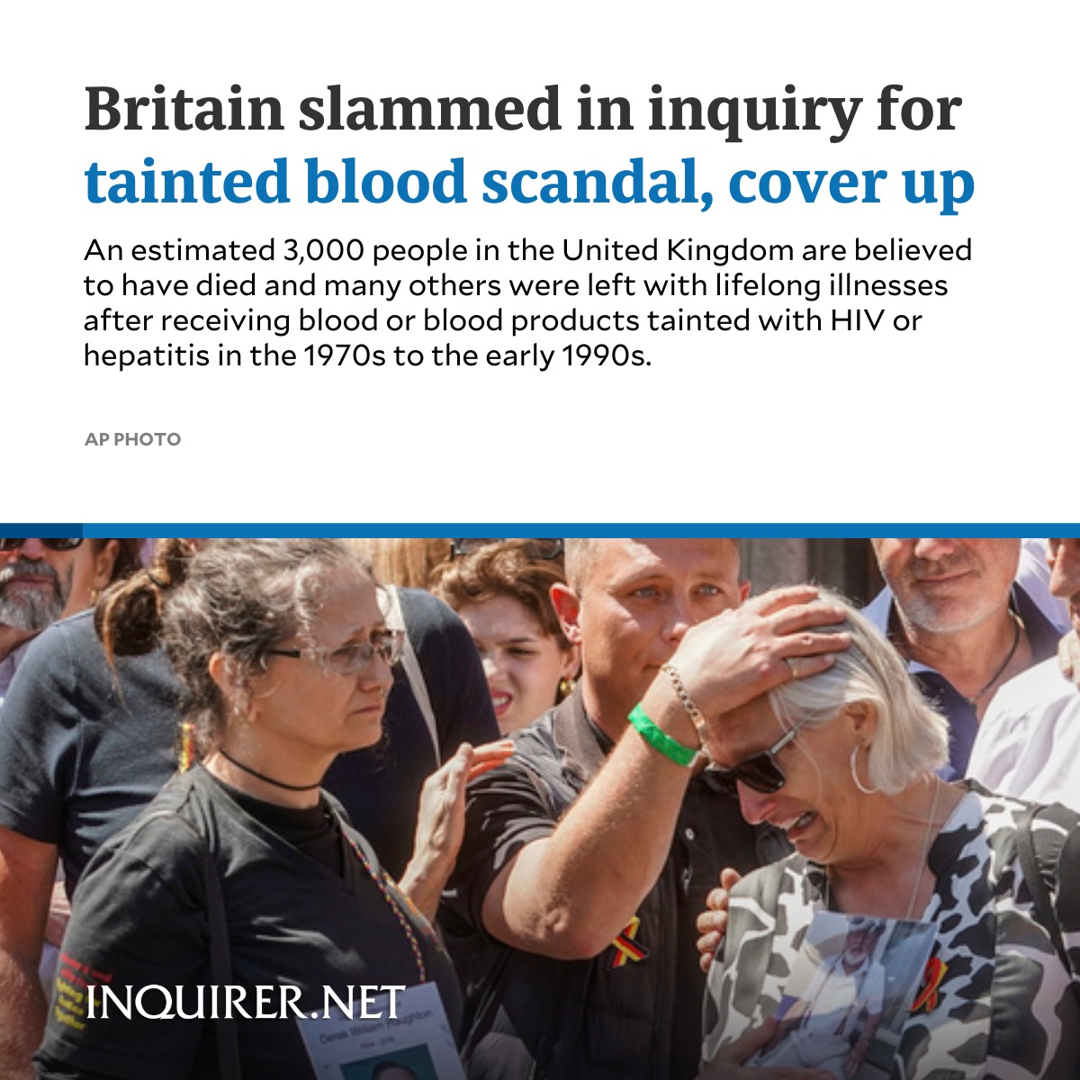 An inquiry has found that British authorities and the country’s public health service knowingly exposed tens of thousands of patients to deadly infections through contaminated blood and blood products. The probe has also discovered that they hid the truth about the disaster for