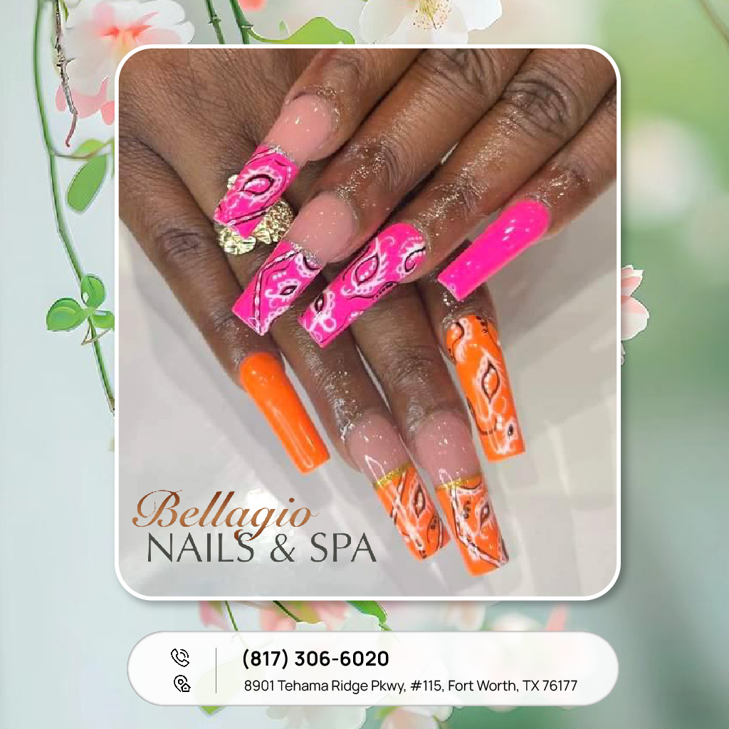 Who says you can't have both? Loving this vibrant pink and orange nail art.💖🧡
#bellagionailspa #bellagiotx #bellagionails #bellagiofortworth #nailsalonfortworth #nailsalontx #nail #nailsoftheday #longnails #naildesign #nailsalonnearme #glitternails #nailsalon #instanails