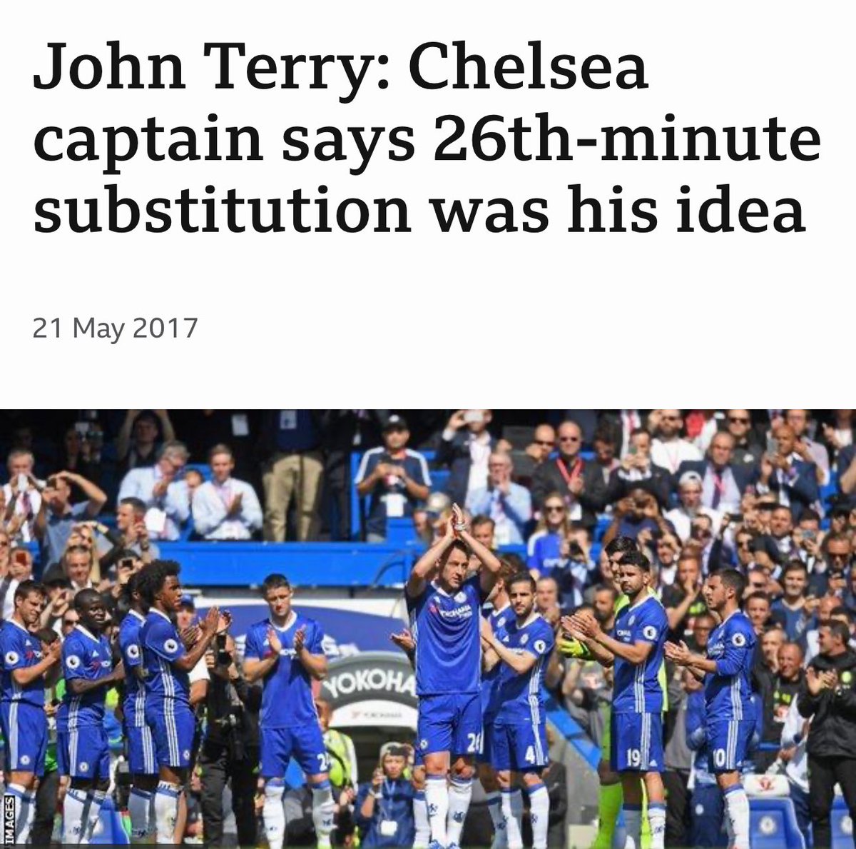 7 years ago today John Terry actually organised his own guard of honour in his final Chelsea game. 🤦🏽‍♂️