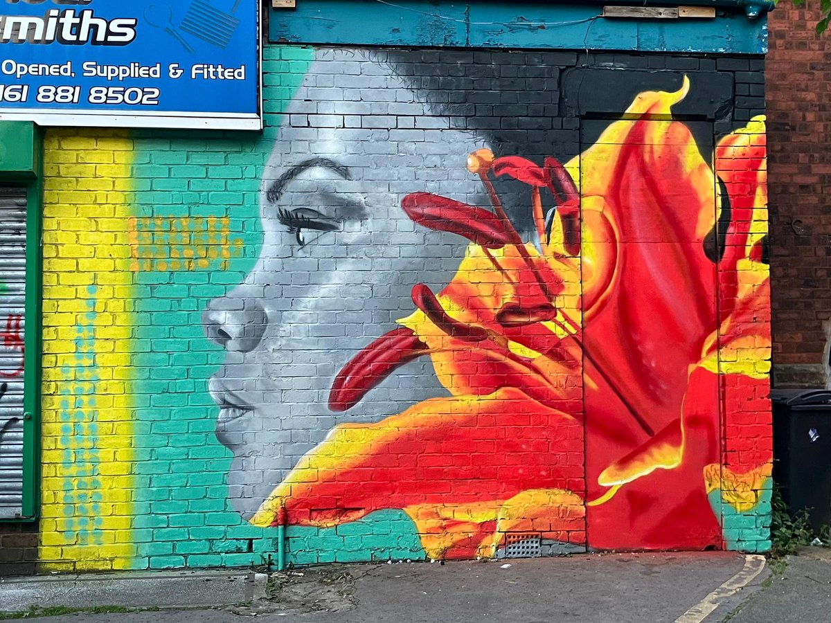 chorltonarts's tweet photo. #CAF24 is in full swing. Check out the mural @MCRMurals by Chris Moore on the side of #Chorlton Locksmiths. Take a walk down #BeechRoad to find more artwork in shops there. full programme https://t.co/aJnaGAsDcg https://t.co/R10NjZprp5