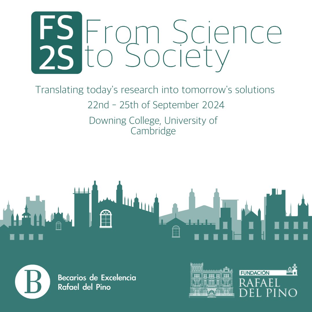 #FS2S applications open! 👇 
🔈workshop FS2S: From Science to Society, translating today’s research into tomorrow’s solutions tendrá lugar en la Universidad de Cambridge (Downing College) del domingo 22 al miércoles 25 de septiembre de 2024 ✍️
frdelpino.es/inscripciones/…
