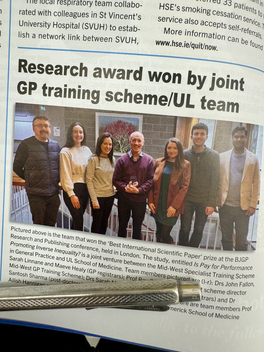 Major Congrats to ⁦@Raythedoc⁩ and Team at Mid West GP Training and ⁦@LiamGGlynn⁩ and UL on winning prestigious award ⁦@BJGPjournal⁩ Publications Conference earlier in London👌👍💯 ⁦@IMT_latest⁩ ⁦@WalleyRay⁩ ⁦@mike0callaghan⁩ ⁦@todowd⁩