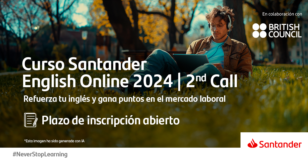 ¿El inglés sigue siento tu asignatura pendiente? Apúntate a la segunda edición del #CursoSantander English Online junto a @BritishCouncil, una formación gratuita de ocho semanas y adaptada a tu nivel. 
📝 Inscríbete en ms.spr.ly/6019YZC9x y ¡que el inglés no te detenga!